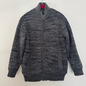 Boston Traders Full Zip Knit Sweater in a Marled Charcoal Gray